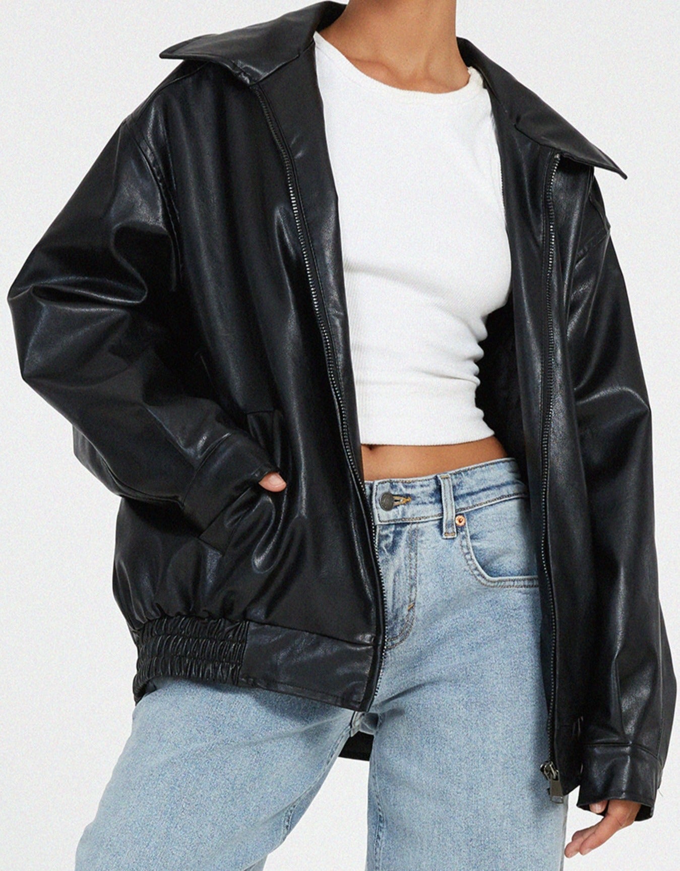 Oversized Leather Jacket for Women