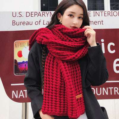 Simple, Thick, Warm Wool Scarf for Women