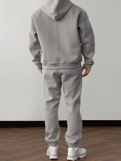 Solid Hoodie and Pants Set for Men