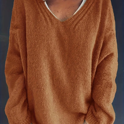 Plus-Size Simple V-Neck Sweater for Women