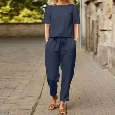 Elegant & Comfortable Two-Piece Linen Set for Women