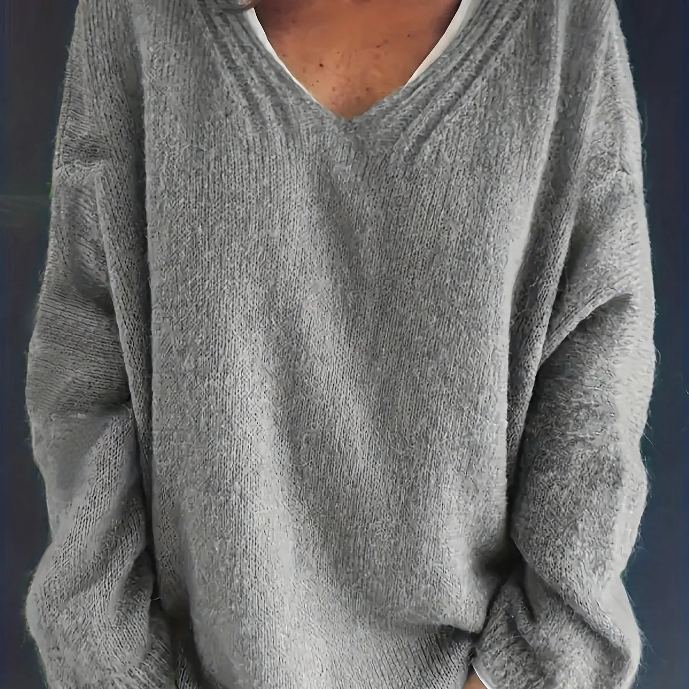 Plus-Size Simple V-Neck Sweater for Women