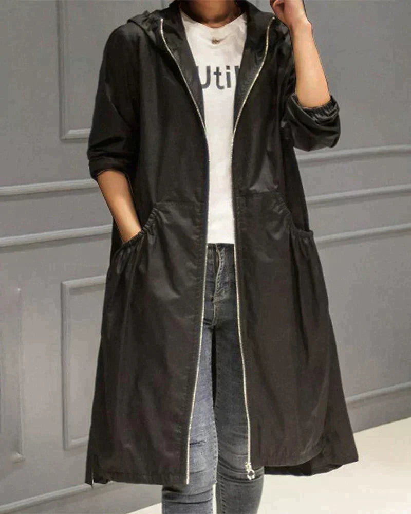 Chic Mid-Length Raincoat for Women