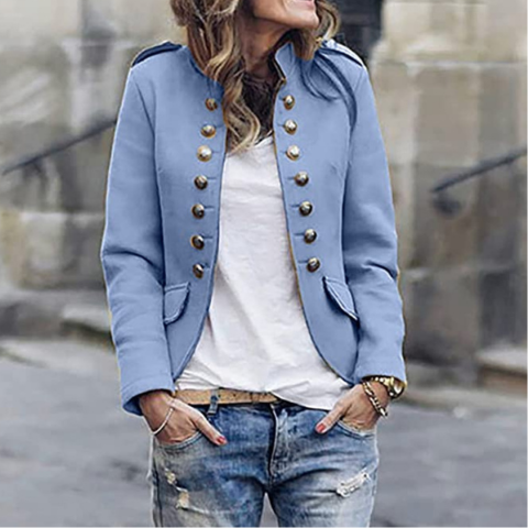 Elegant Stand Collar Blazer for Women