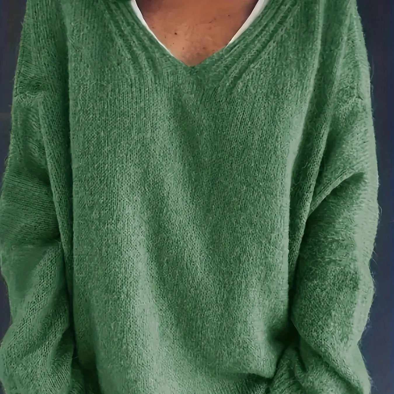 Plus-Size Simple V-Neck Sweater for Women
