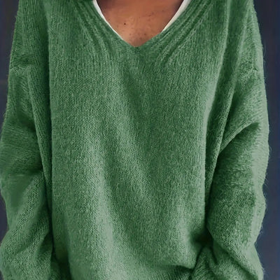 Plus-Size Simple V-Neck Sweater for Women