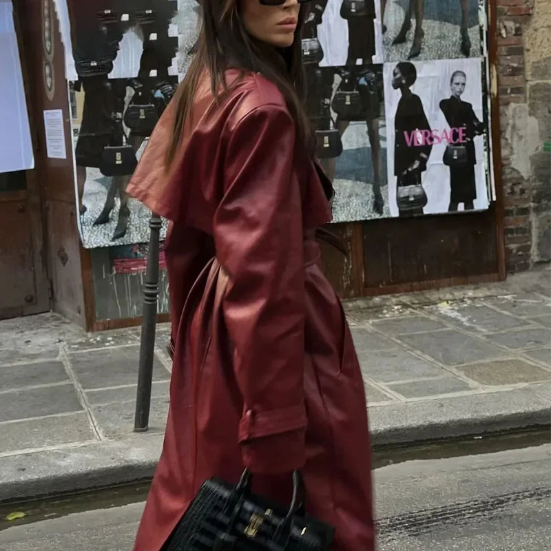 2024 Women's Jacket in Burgundy Faux Leather