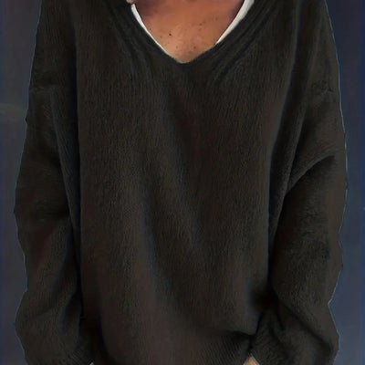 Plus-Size Simple V-Neck Sweater for Women