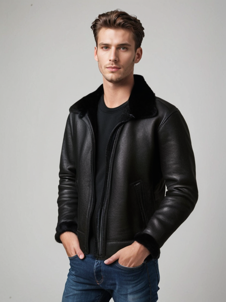 Leather Bomber Jacket for Men made of Lambskin