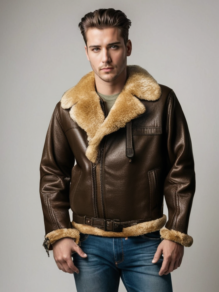 Leather Bomber Jacket for Men made of Lambskin