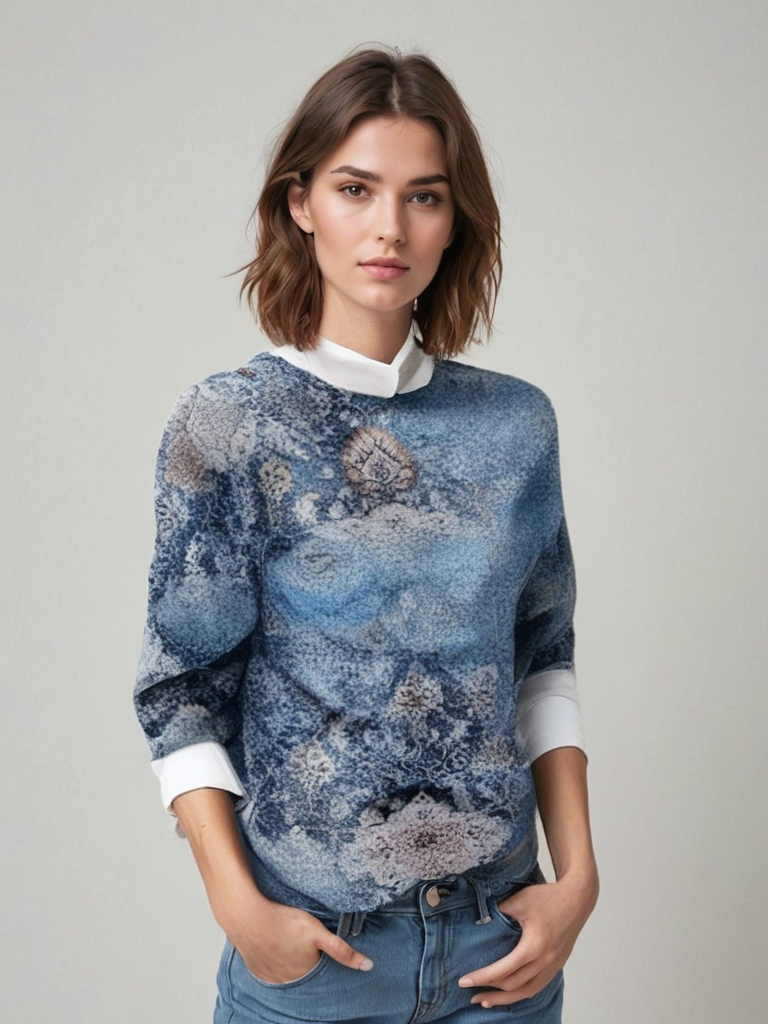 Women's Winter Sweater with a Round Neckline