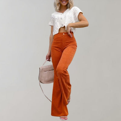 Trendy Corduroy Flared Pants