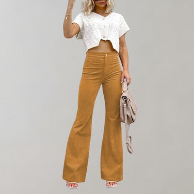 Trendy Corduroy Flared Pants