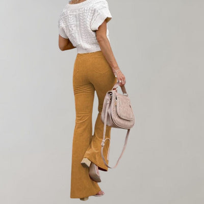 Trendy Corduroy Flared Pants