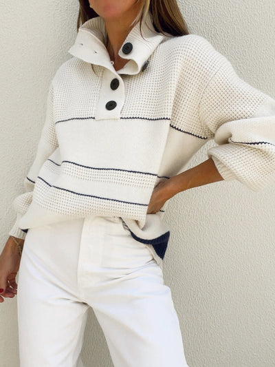 Open Collar Button Up Sweater for Women