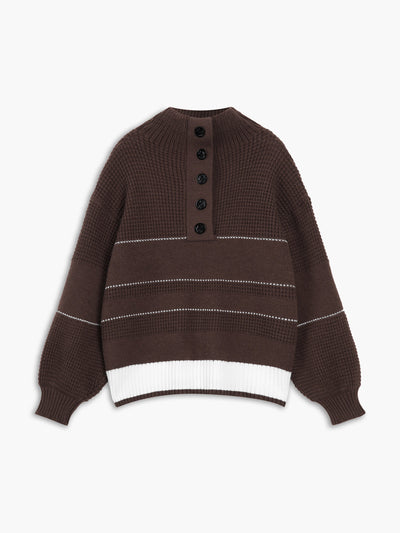Open Collar Button Up Sweater for Women