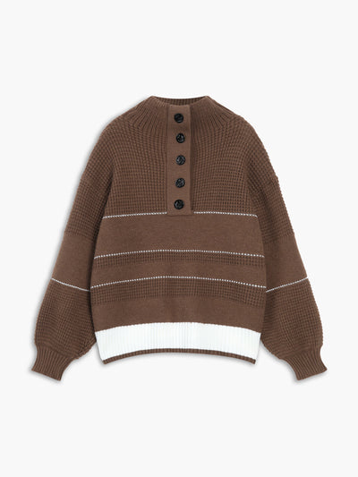 Open Collar Button Up Sweater for Women