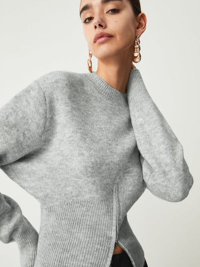 Half Zip Fuzzy Sweater for Women