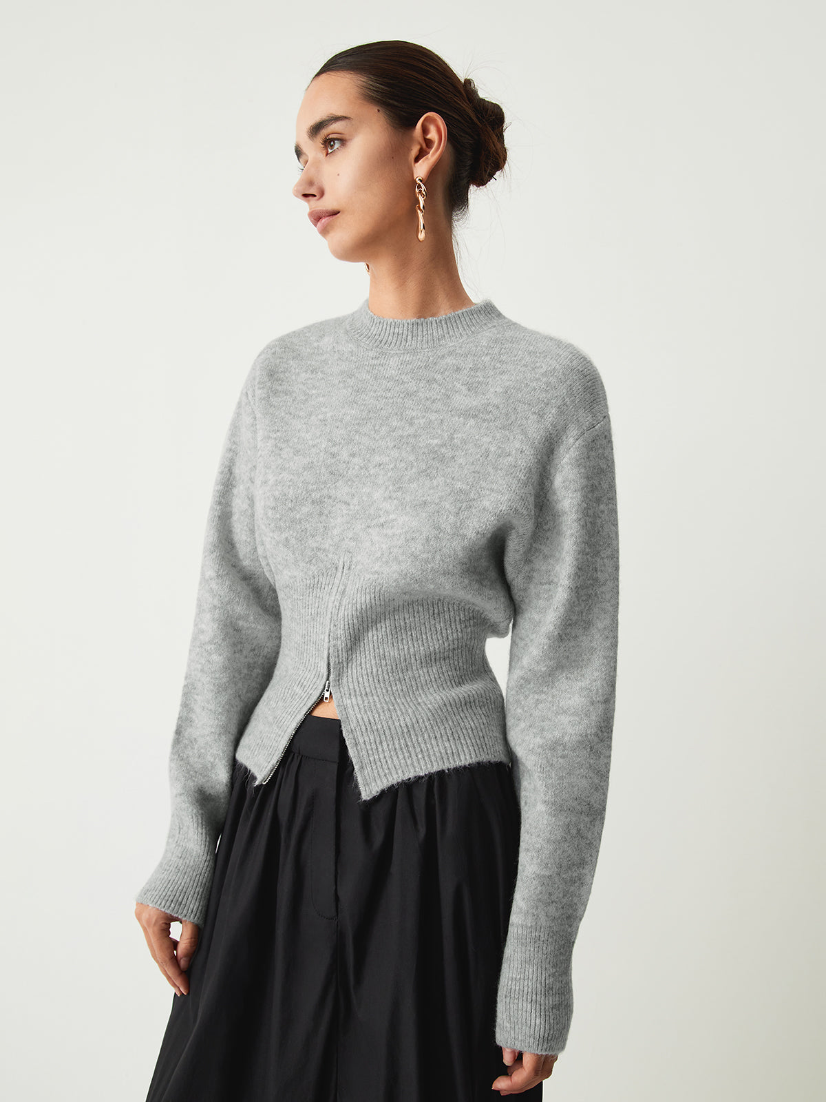 Half Zip Fuzzy Sweater for Women