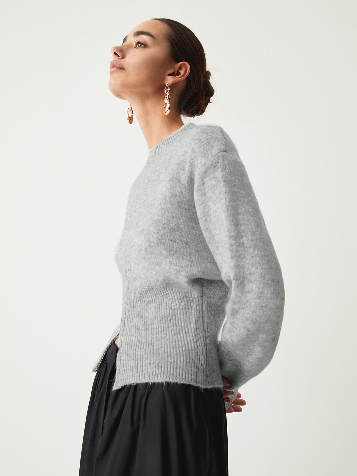 Half Zip Fuzzy Sweater for Women