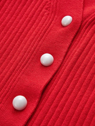 Ruffled Trim Pearl Button Long Sleeve Cardigan for Women