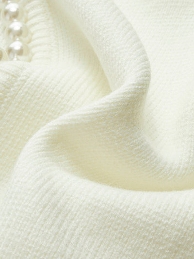 Pearl Trim Ripped Hem Cardigan for Women