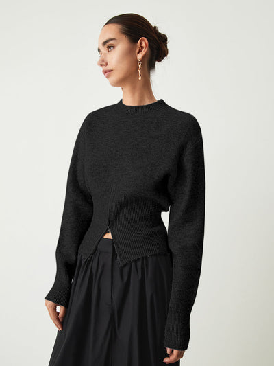 Half Zip Fuzzy Sweater for Women