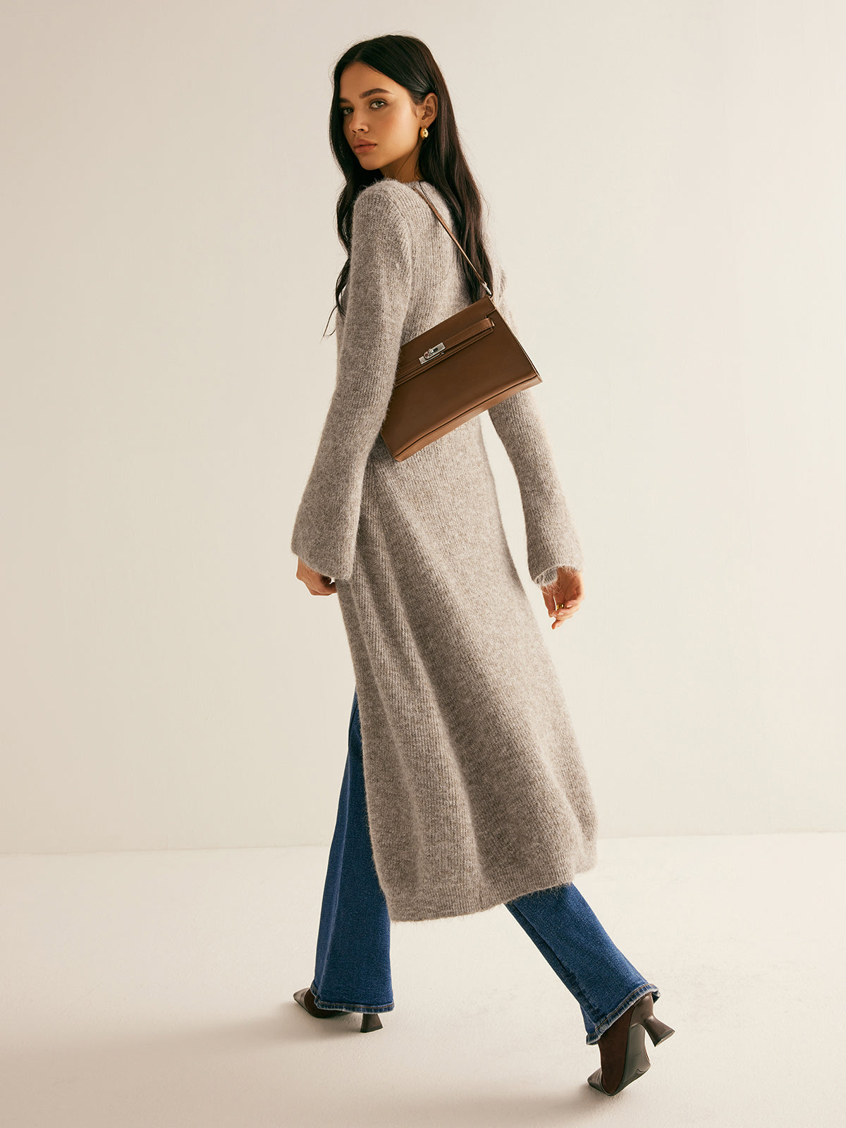 Stacking V-Neck Split Breasted Sweater Dress for Women