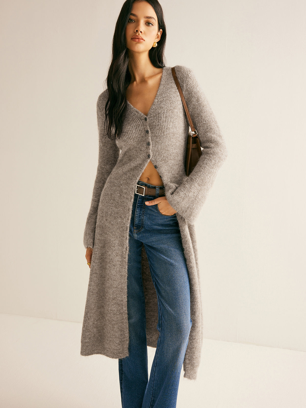 Stacking V-Neck Split Breasted Sweater Dress for Women