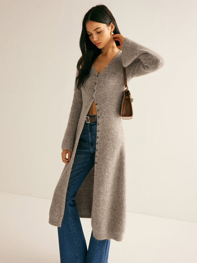 Stacking V-Neck Split Breasted Sweater Dress for Women