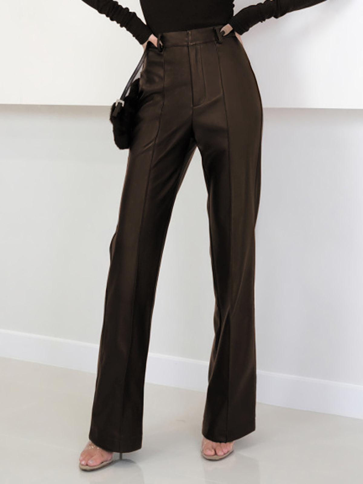 High Waist Faux Leather Pants for Women