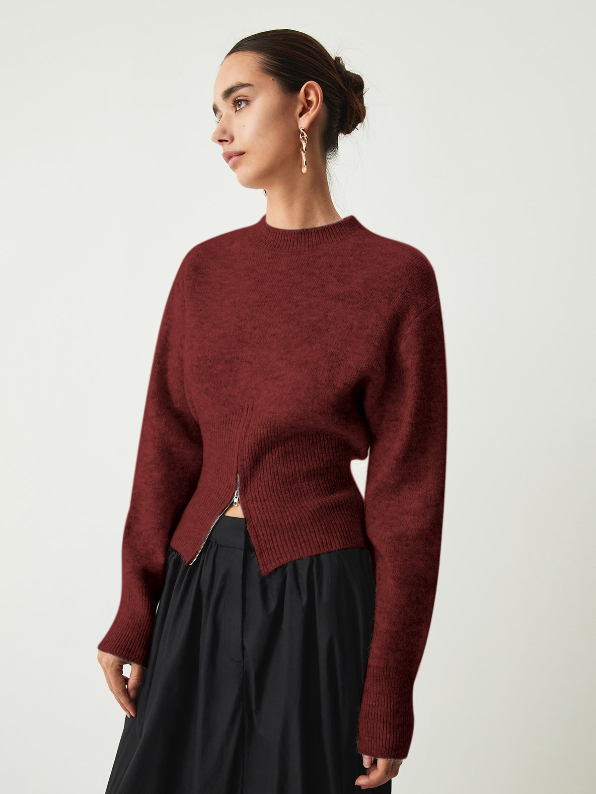 Half Zip Fuzzy Sweater for Women