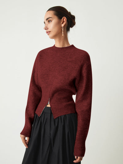 Half Zip Fuzzy Sweater for Women