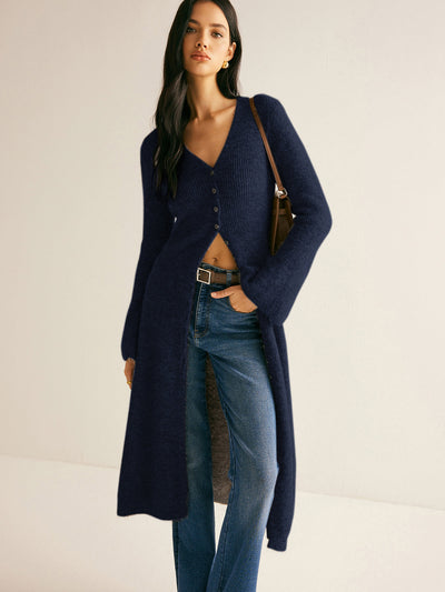 Stacking V-Neck Split Breasted Sweater Dress for Women