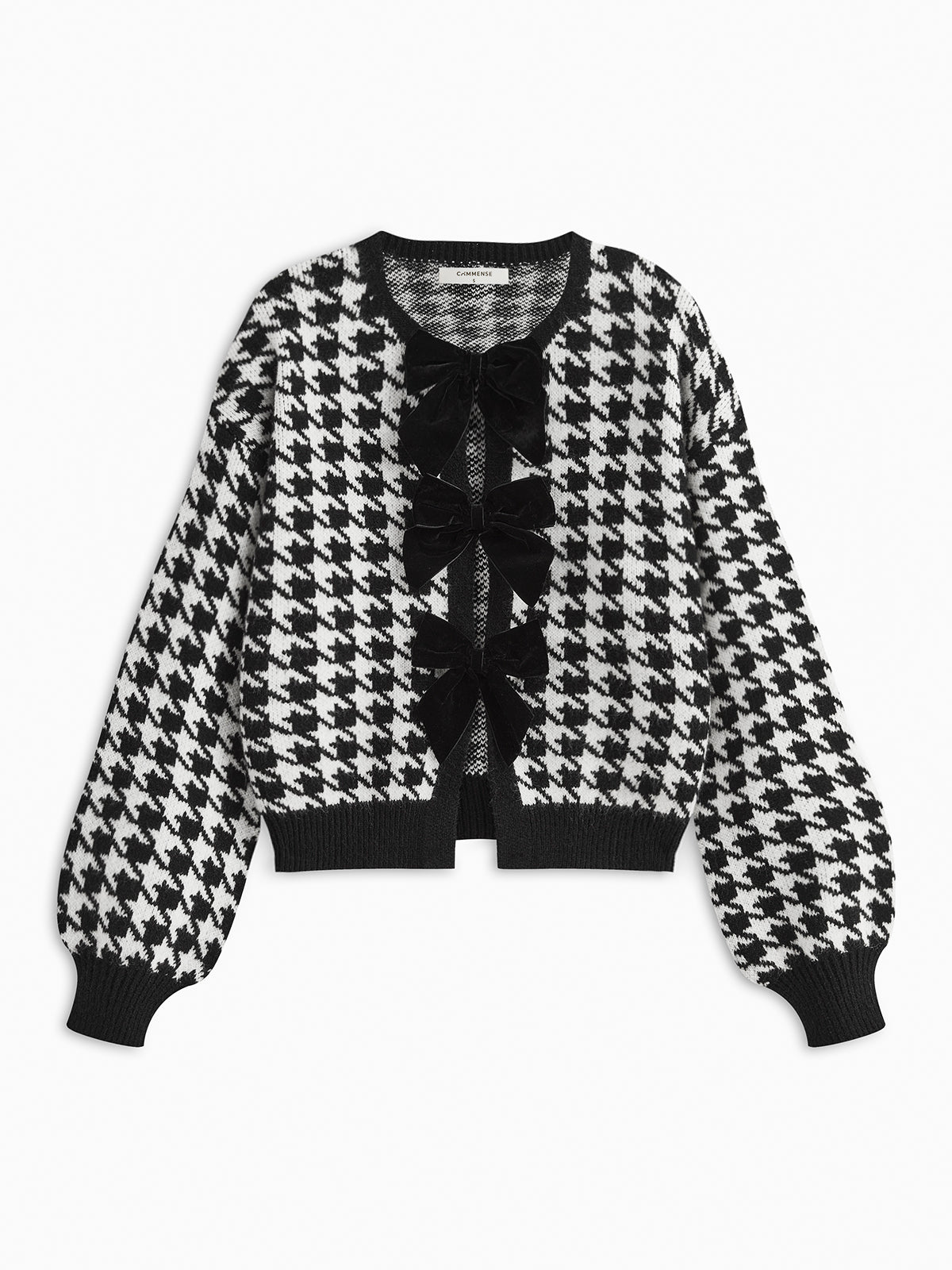 Velvet-Bow Lantern Sleeve Sweater for Women