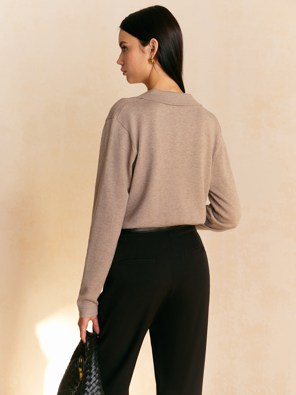Leisure Collared Pullover Sweater for Women