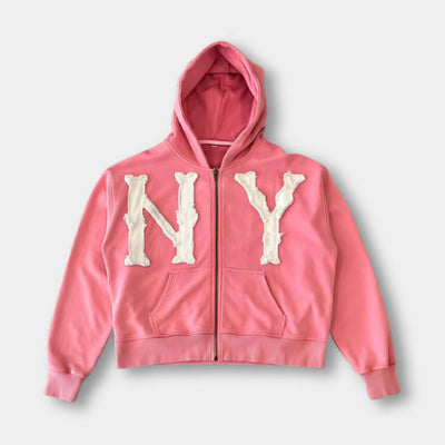 Comfortable NY Embroidery Hoodie for Unisex with Adjustable Hood