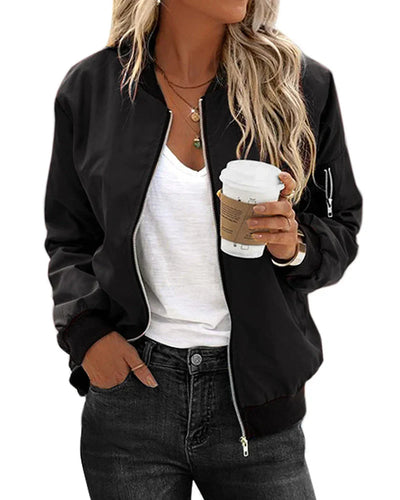 Classic Long Sleeve Bomber Jacket for Women