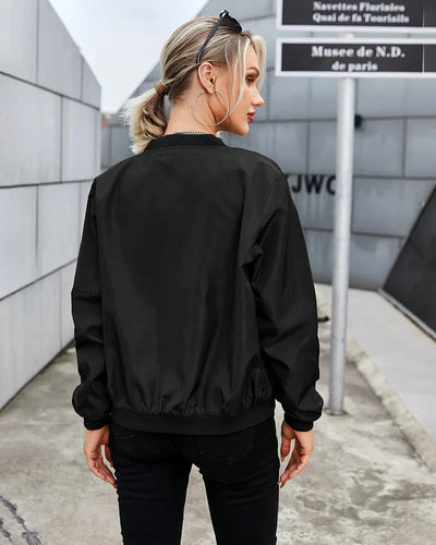 Classic Long Sleeve Bomber Jacket for Women