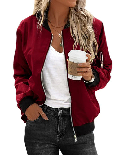Classic Long Sleeve Bomber Jacket for Women