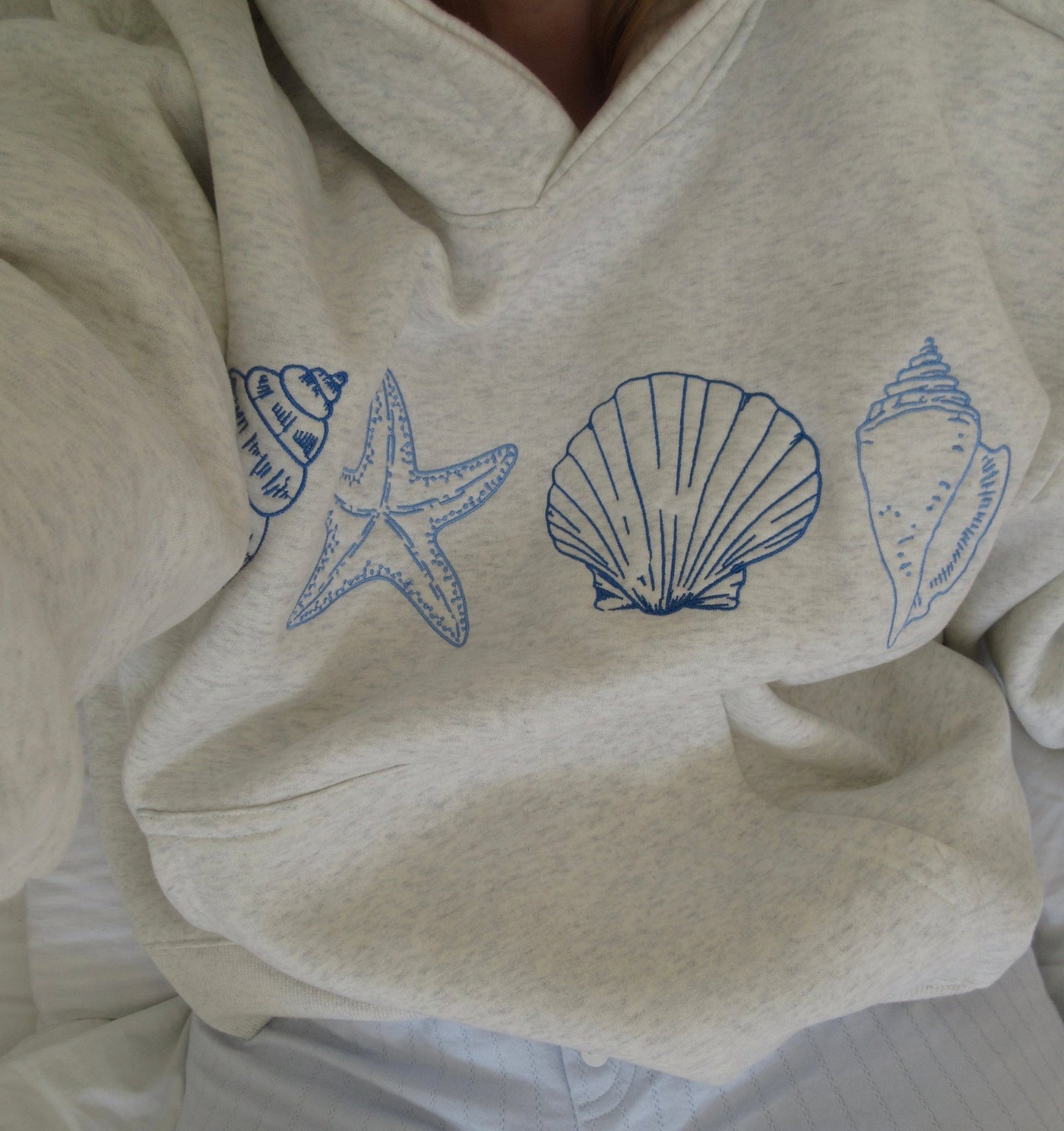 Seashell Printed Hoodie for Women