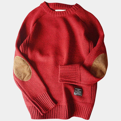 Cashmere Winter Sweater for Men with Elbow Patches