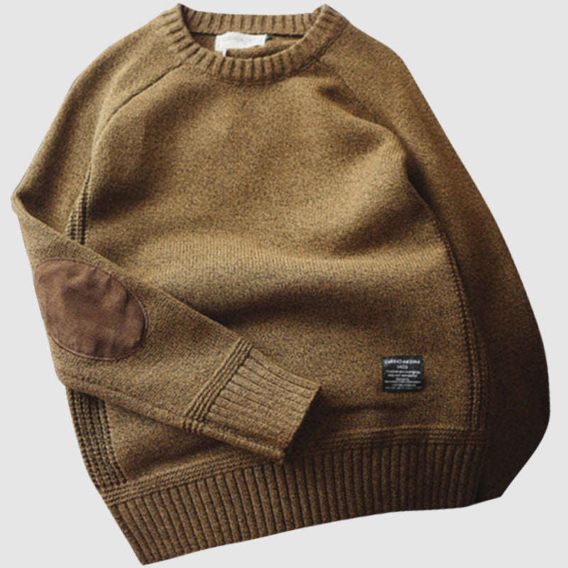 Cashmere Winter Sweater for Men with Elbow Patches