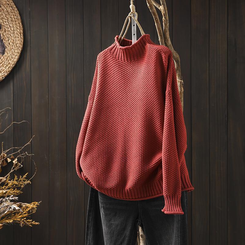 Waffle-Knitted Sweater for Women