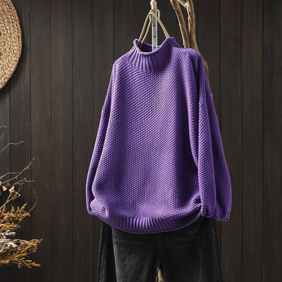 Waffle-Knitted Sweater for Women