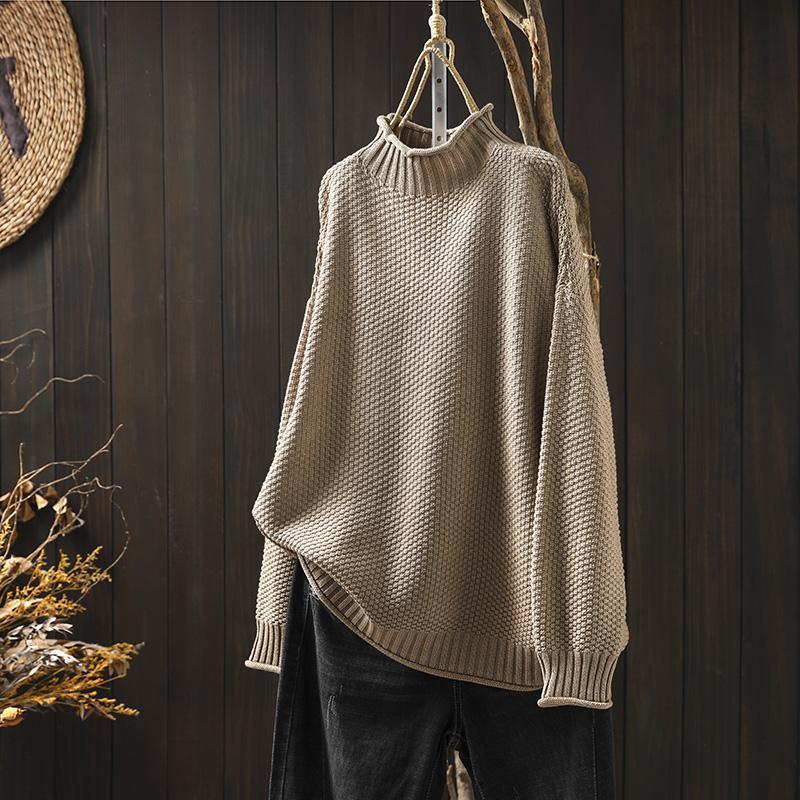 Waffle-Knitted Sweater for Women