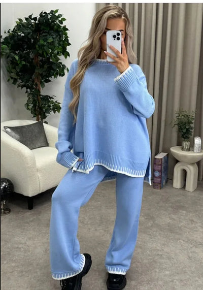 Casual Warm Knitted 2-Piece Set for Women