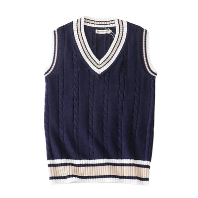 Thick V-Neck Sleeveless Knit Sweater for Men