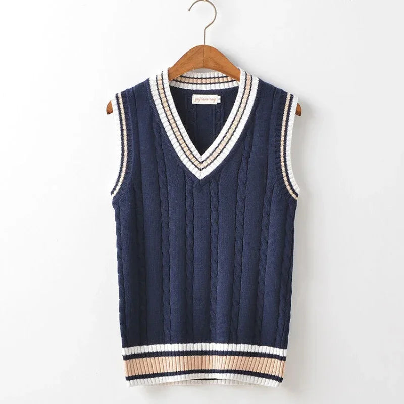 Thick V-Neck Sleeveless Knit Sweater for Men