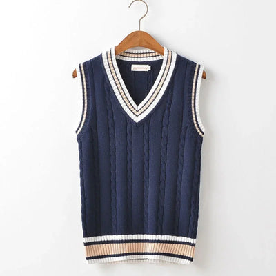 Thick V-Neck Sleeveless Knit Sweater for Men